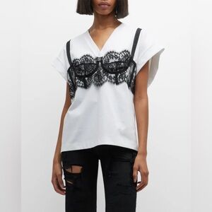 NWT Dolce & Gabbana Jersey T-shirt with lace bustier detail Size 44